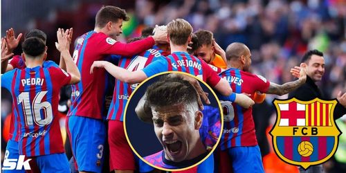 Gerard Pique is ecstatic after the Blaugrana's victory over Atletico Madrid,