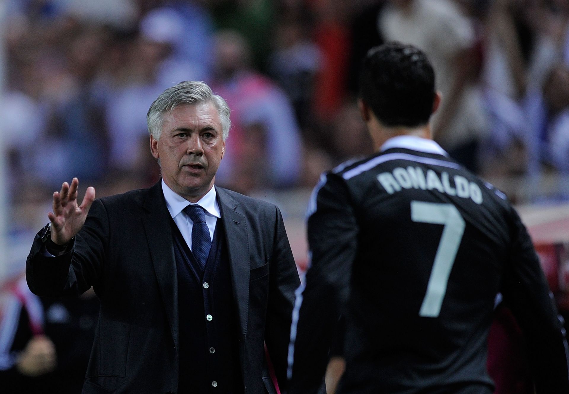 Carlo Ancelotti (left) managed Ronaldo at Real Madrid.