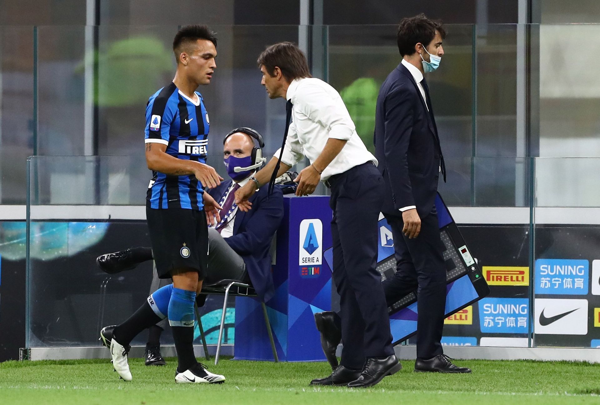 Lautaro Martinez (left) has scored a lot of goals under Antonio Conte (right).