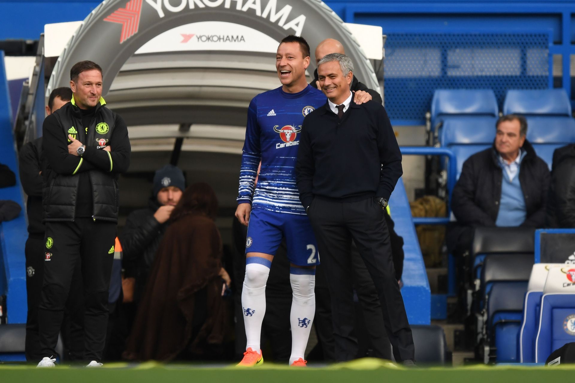 John Terry (L) and Jose Mourinho at Stamford Bridge.