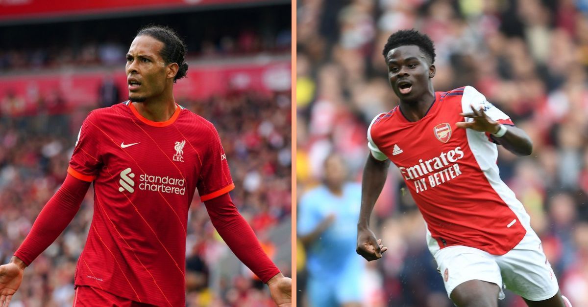 Liverpool&#039;s Virgil van Dijk and Arsenal&#039;s Bukayo Saka