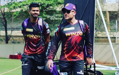 Shreyas Iyer (L) and Brendon McCullum. (Image: Instagram)