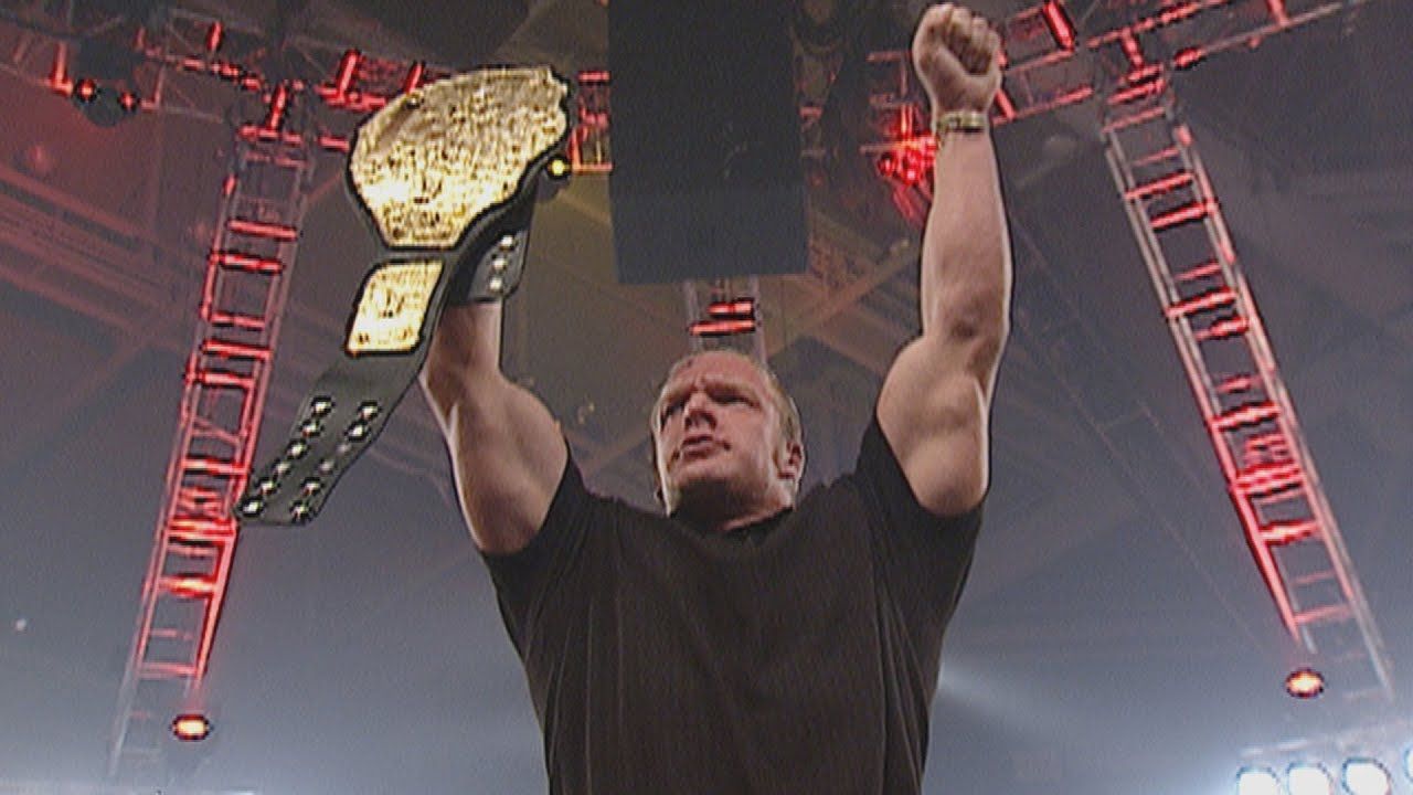 Triple H shortly after being awarded the World Heavyweight Championship