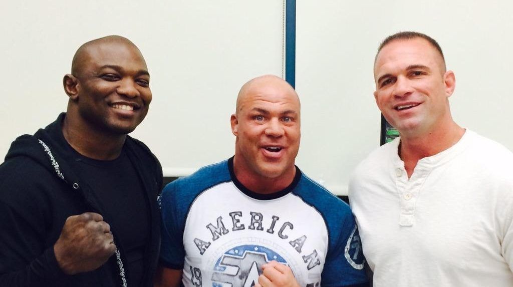 Shelton Benjamin (L), Kurt Angle (C) & Charlie Haas (R)