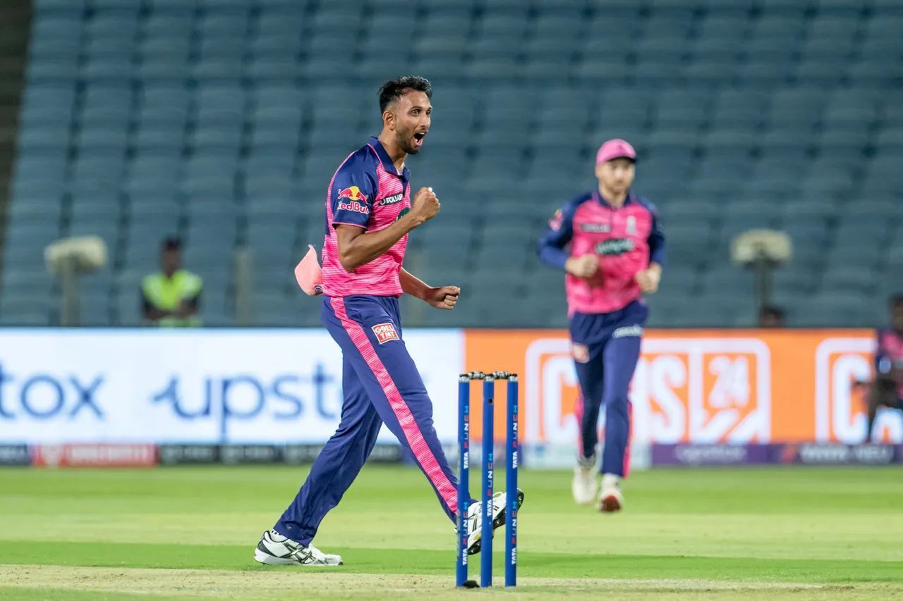 Prasidh Krishna troubled the Sunrisers batters with his pace in the powerplay overs (Image Courtesy: IPLT20.com)
