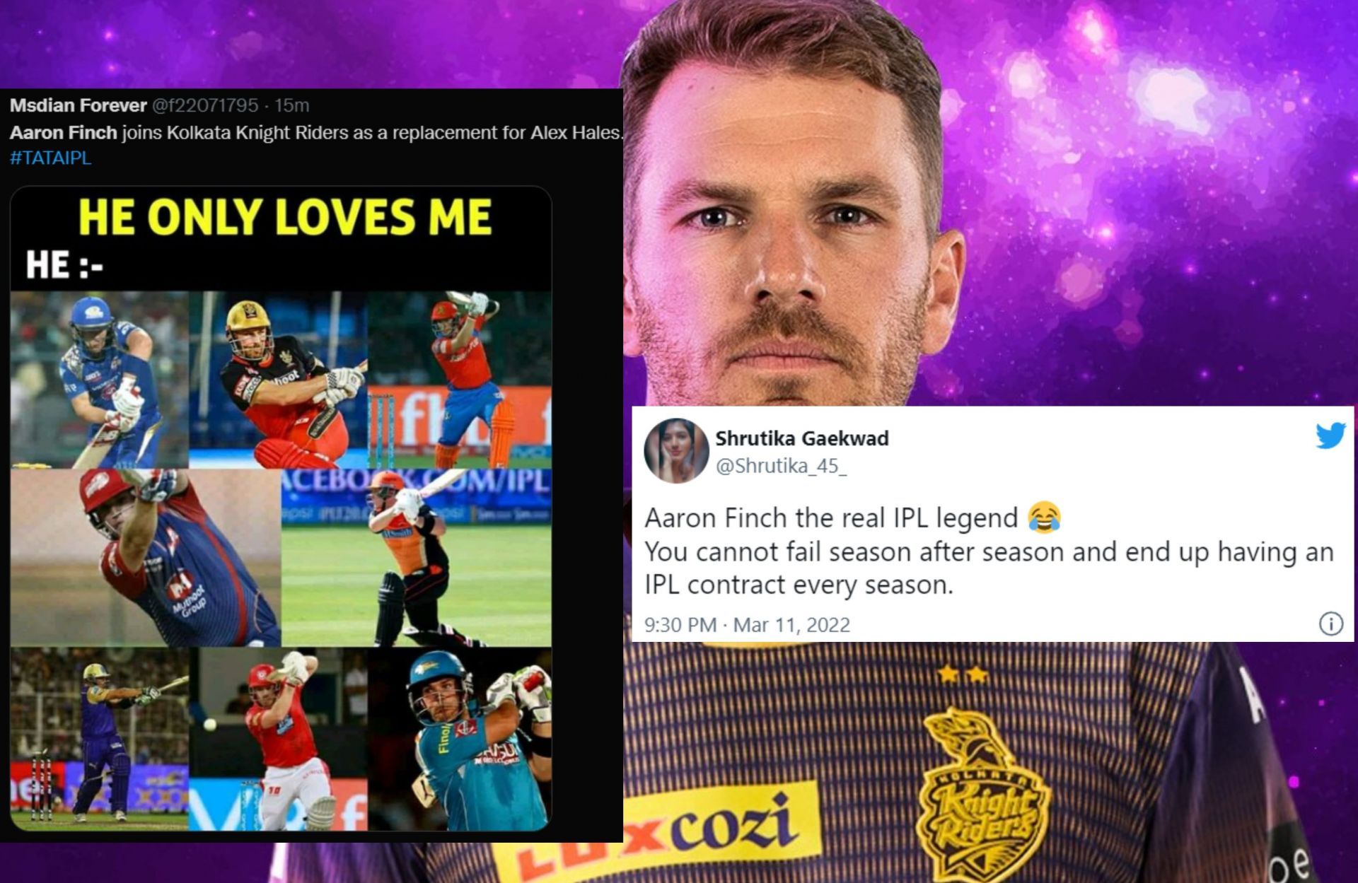 Fans roast Aaron Finch after KKR sign him as a replacement for Alex Hales.