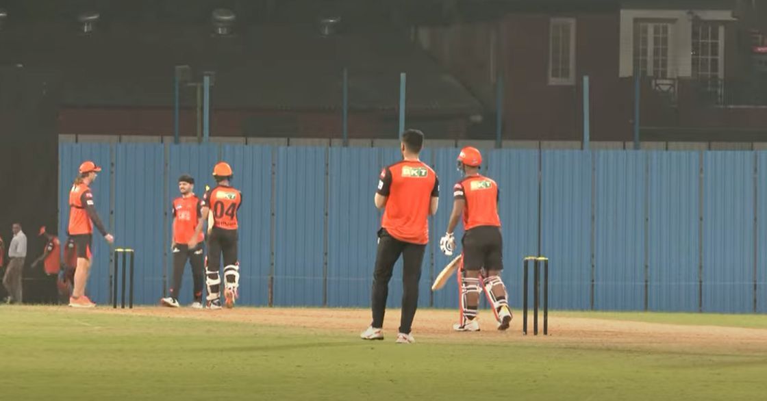 SRH players during a practice match. Pic: SRH