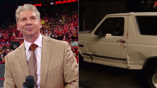 Vince McMahon (left); Roddy Piper's Ford Bronco (right)