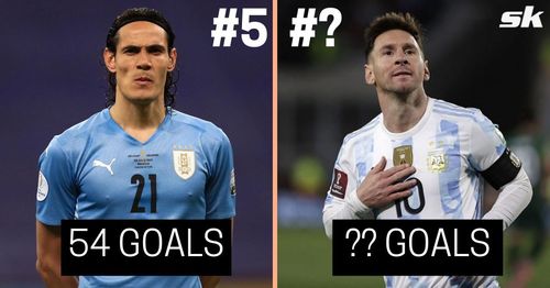 Uruguay's Edinson Cavani and Argentina's Lionel Messi are among the highest goalscorers in South America's football history