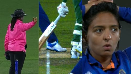 Snippets from moments after Deepti Sharma's no-ball on Sunday.