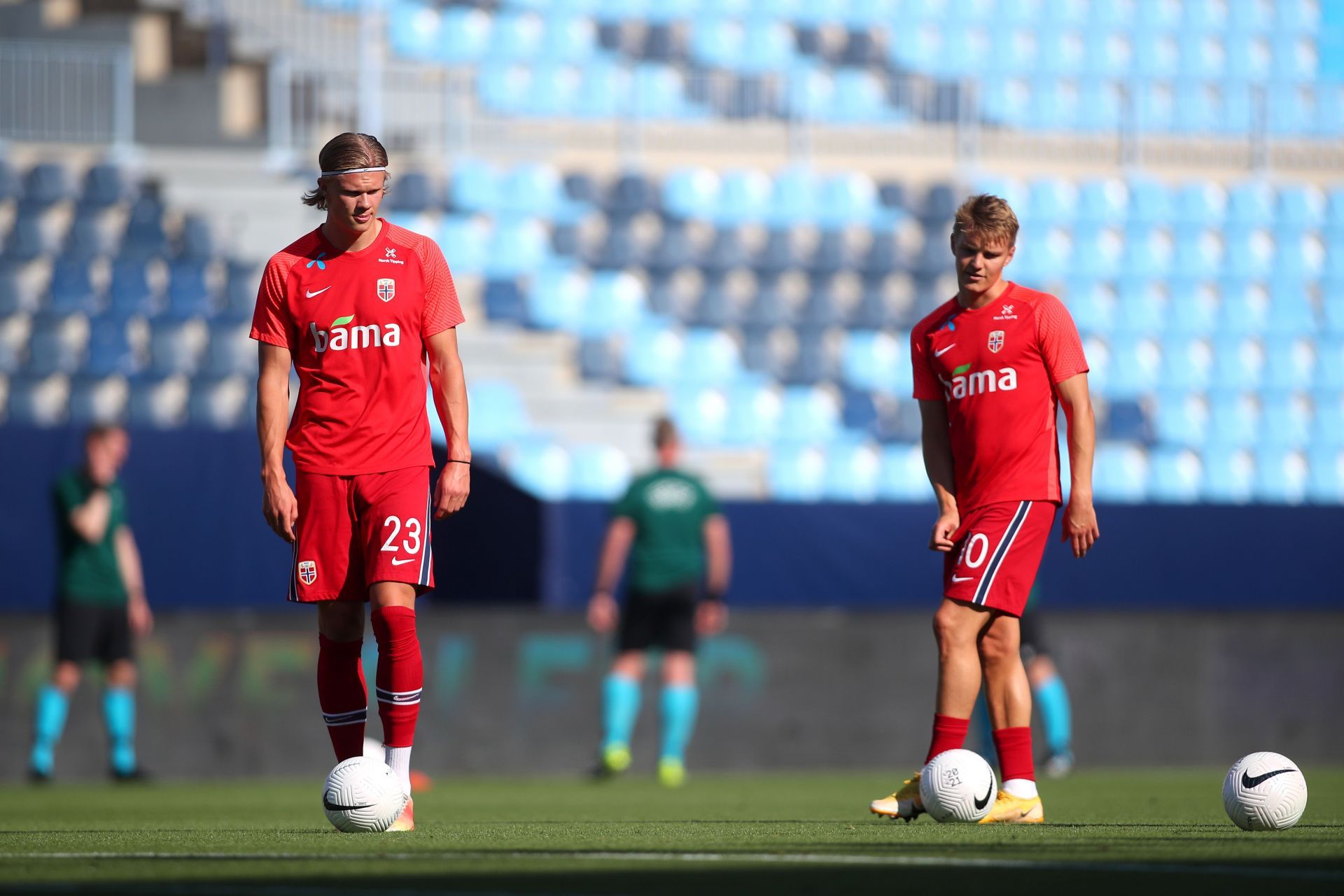 Odegaard (right) plays alongside Haaland (left) for Norway