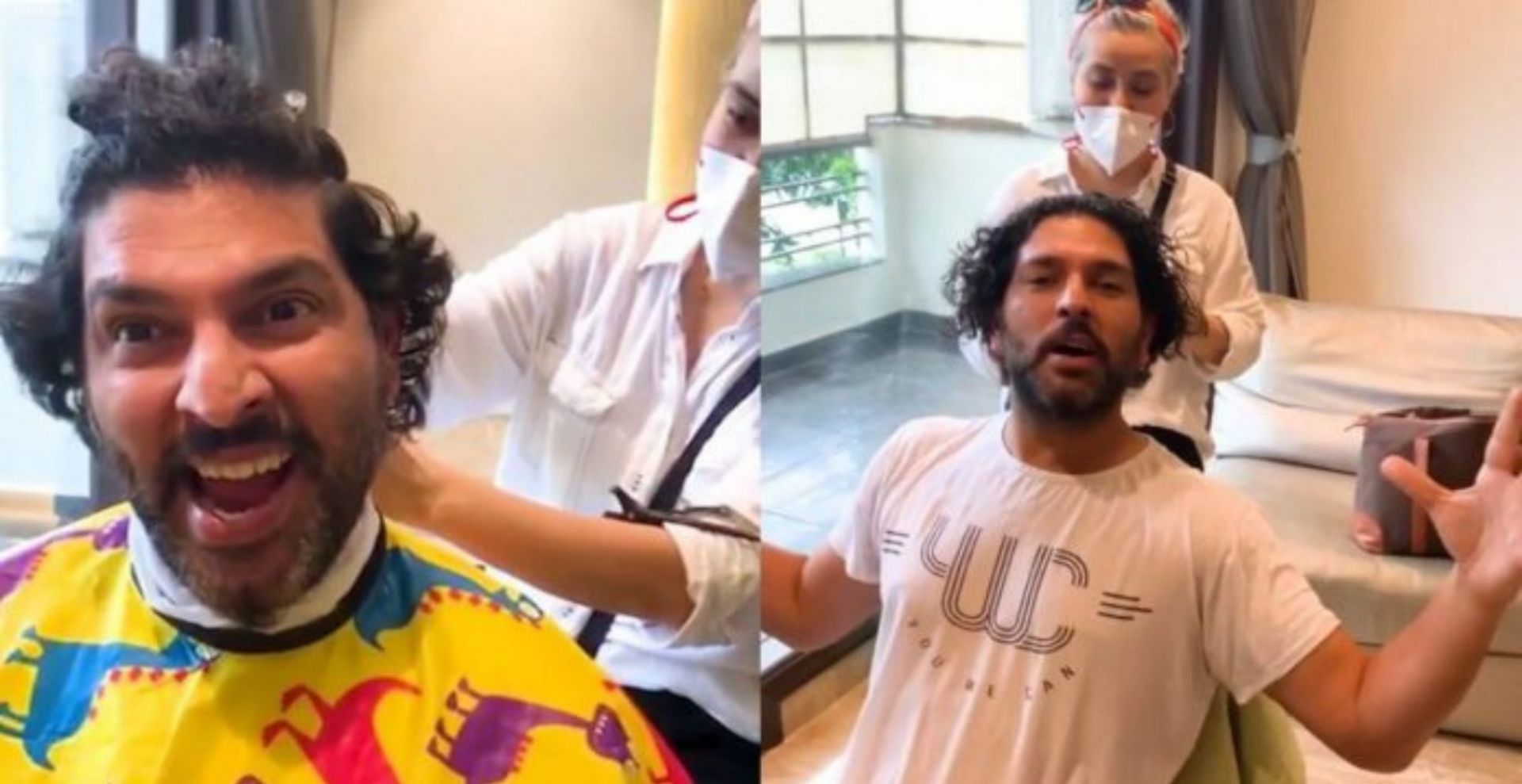 Yuvraj Singh undergoes a new haircut (Credit: Instagram).