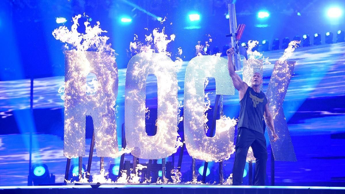 The Rock setting his name on fire at AT&T Stadium