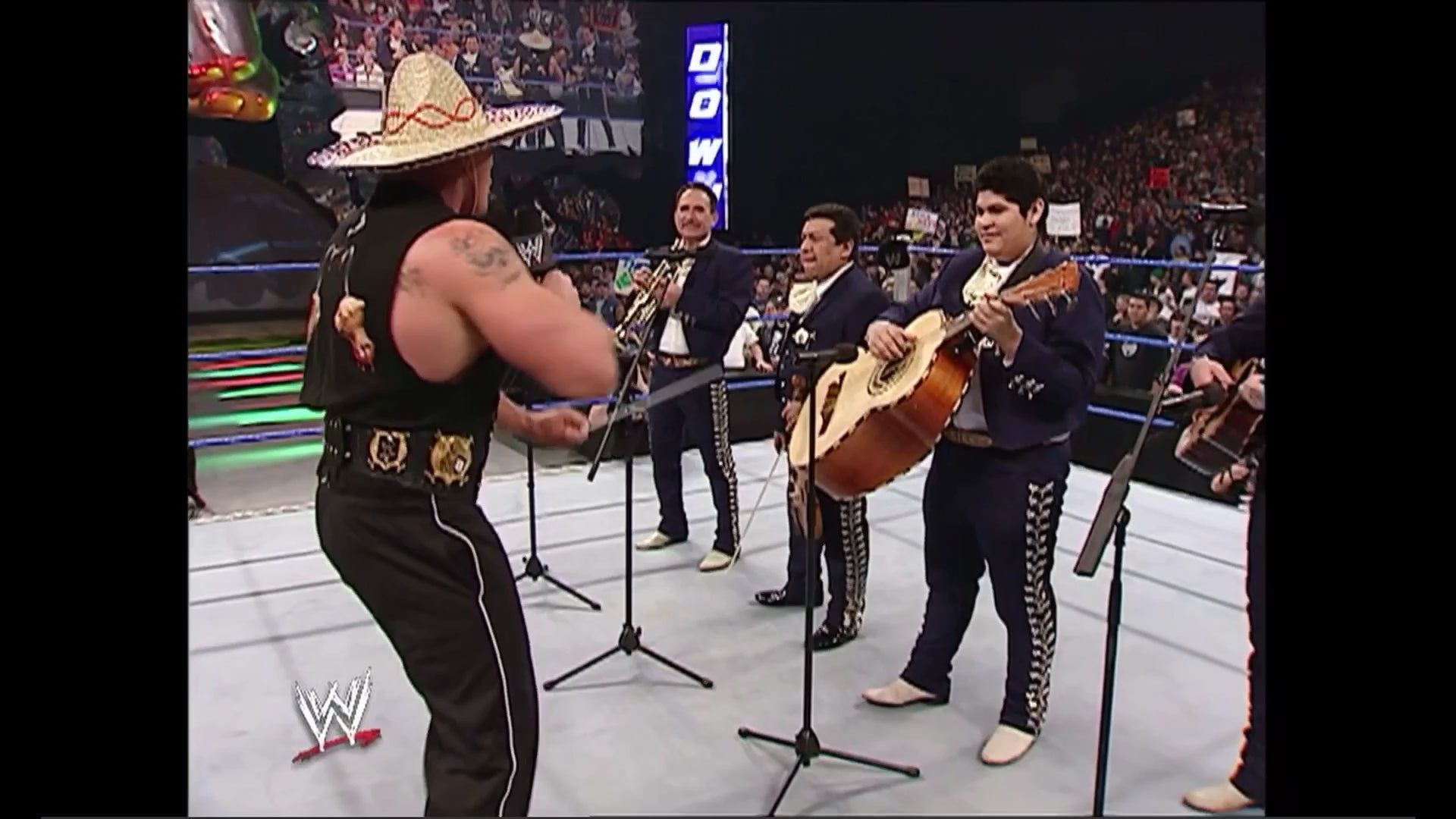 Lesnar enjoying his time with the mariachi band.