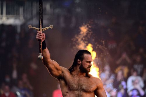 Drew McIntyre with his sword Angela