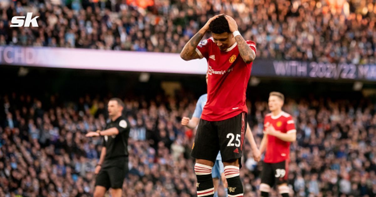 Jadon Sancho scored in United&#039;s defeat to Manchester City.