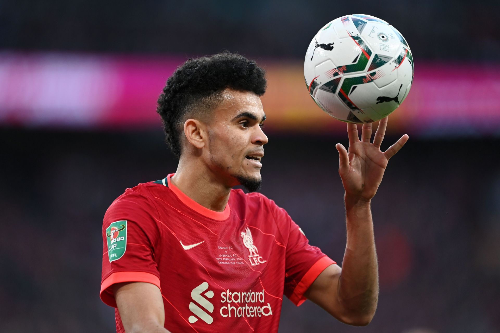 Luis Diaz at the Carabao Cup final.