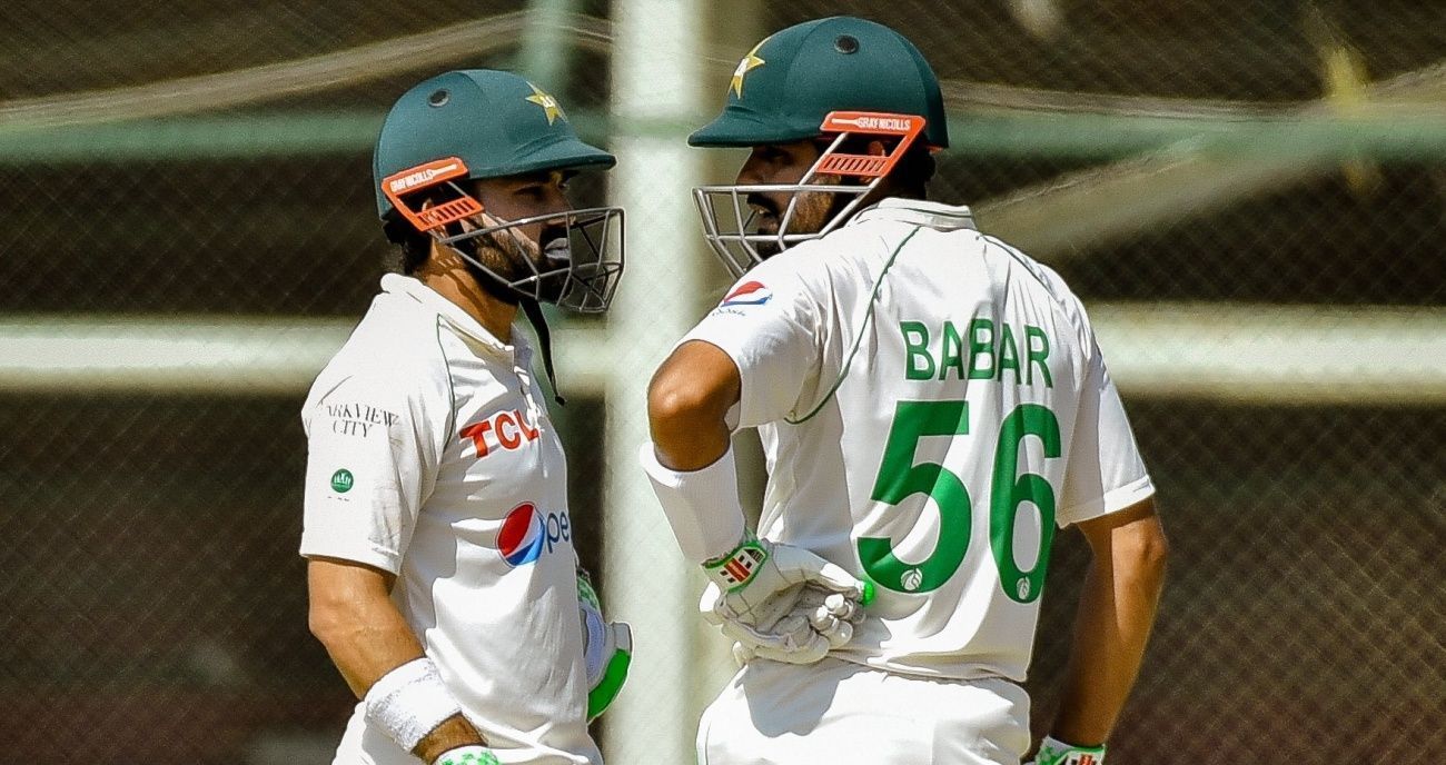 Mohammad Rizwan (left) and Babar Azam during the Karachi Test. Pic: PCB