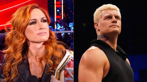 Becky Lynch (left); Cody Rhodes (right)