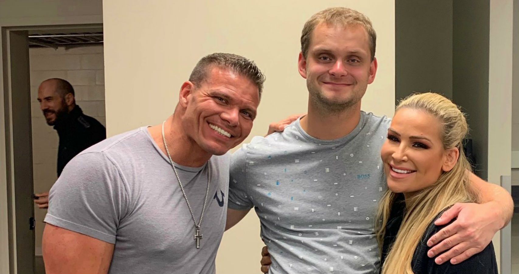 David with Tyson Kidd and Natalya