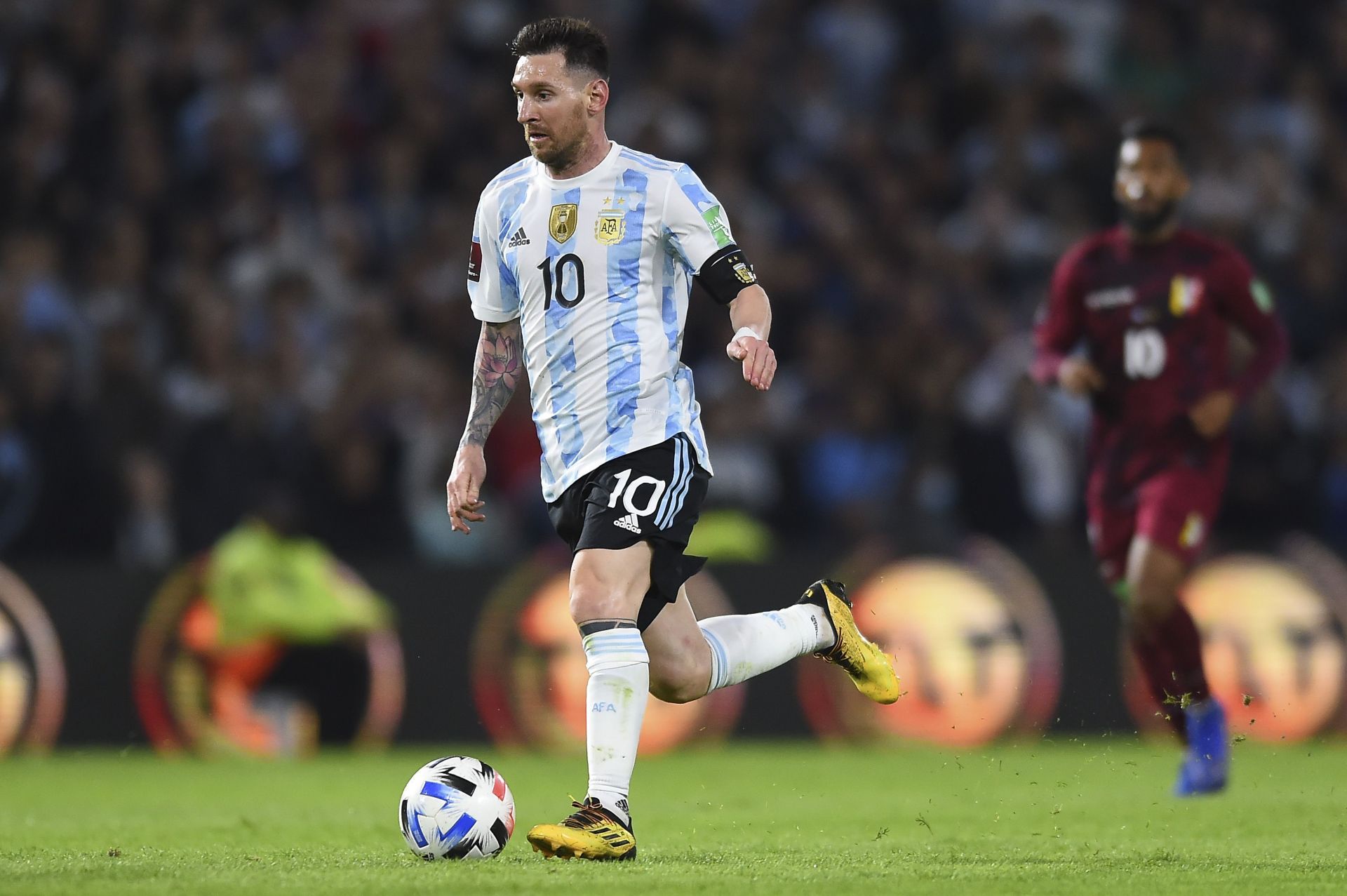 Lionel Messi in action for Argentina