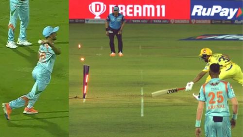 Screengrabs from Ruturaj Gaikwad's wicket