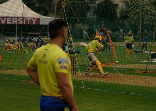 Dhoni at CSK nets (PC: CSK/Twitter)