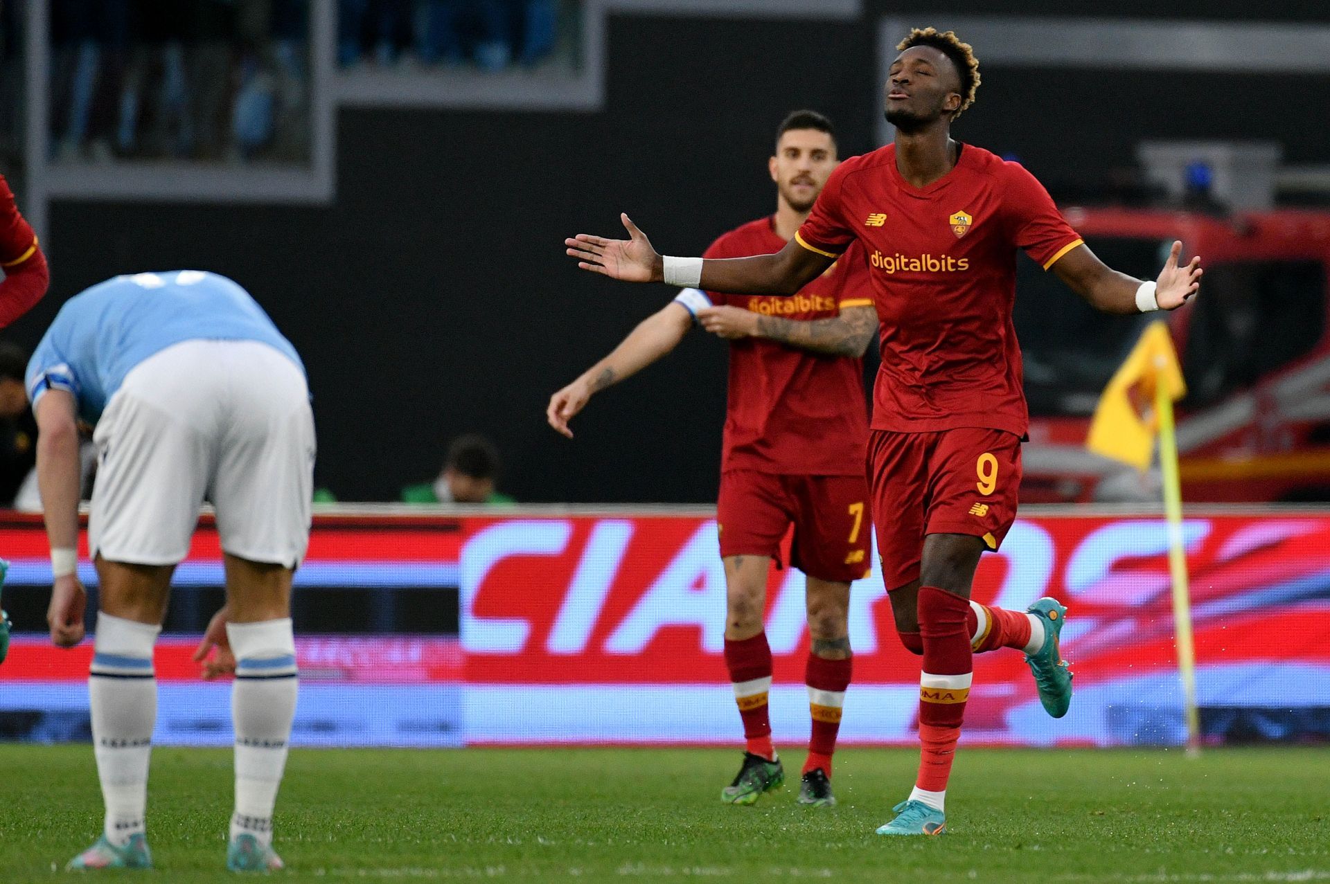 Tammy Abraham (right) has caught the eye with AS Roma this season.