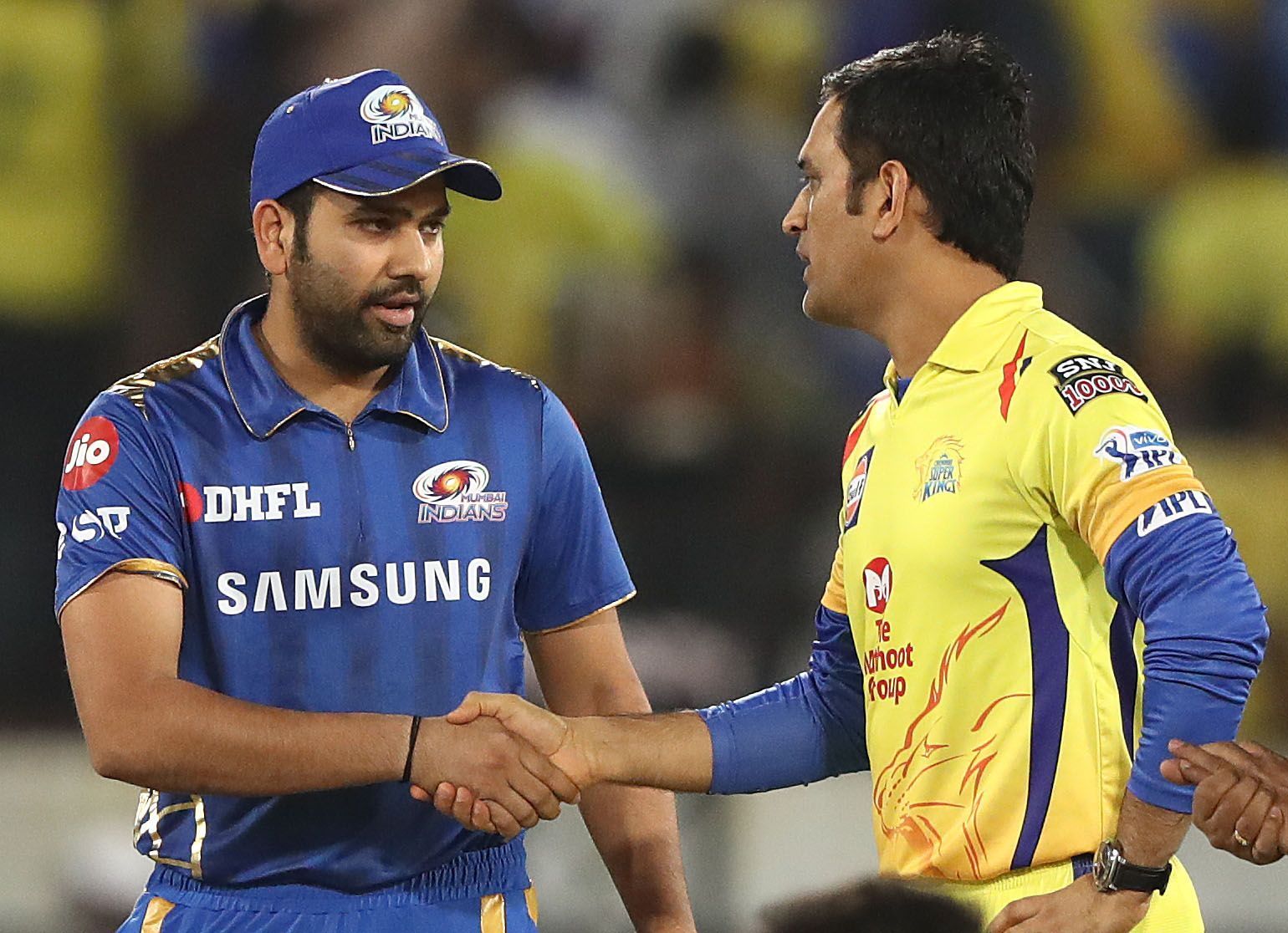 Rohit Sharma (left) with MS Dhoni. Pic: Getty Images