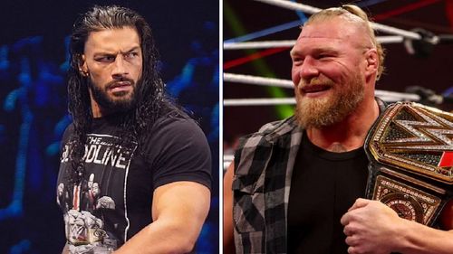 Universal Champion Roman Reigns and WWE Champion Brock Lesnar