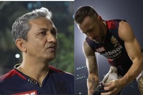 Sanjay Bangar (left) and Faf du Plessis (right) will be key in RCB's upcoming IPL 2022 campaign (PC: RCB Twitter)