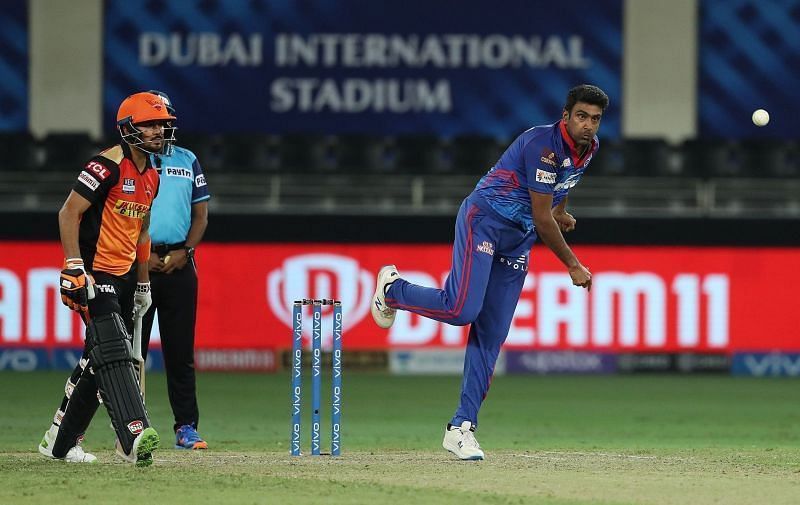 Ravichandran Ashwin bowling for DC. Pic: IPLT20.COM