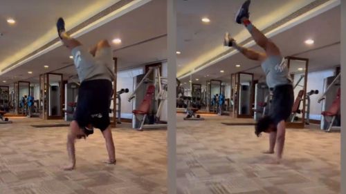 The Indian wicketkeeper batter posted a video of him doing a handstand walk on Instagram.