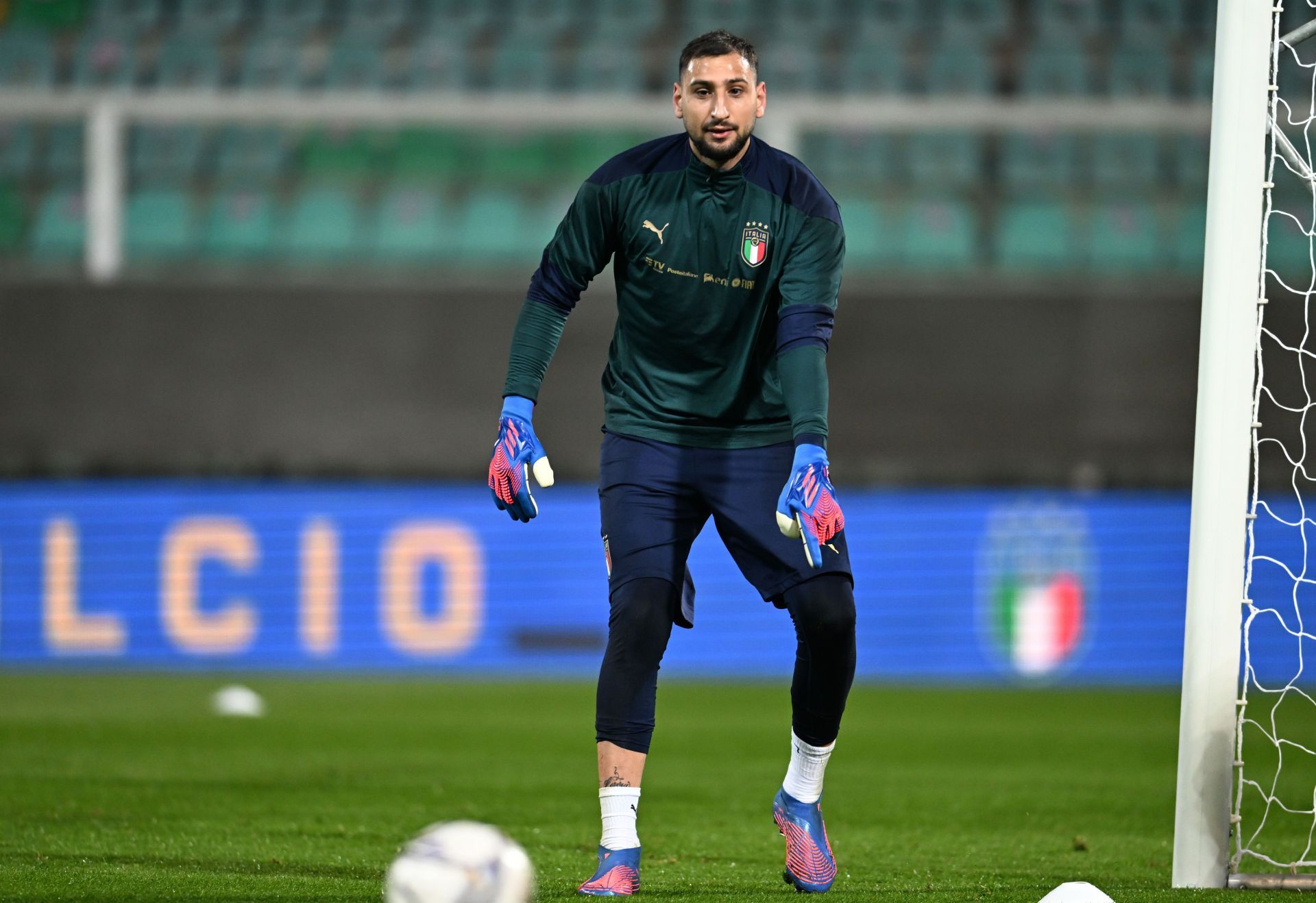 Gianluigi Donnarumma at an Italy training session