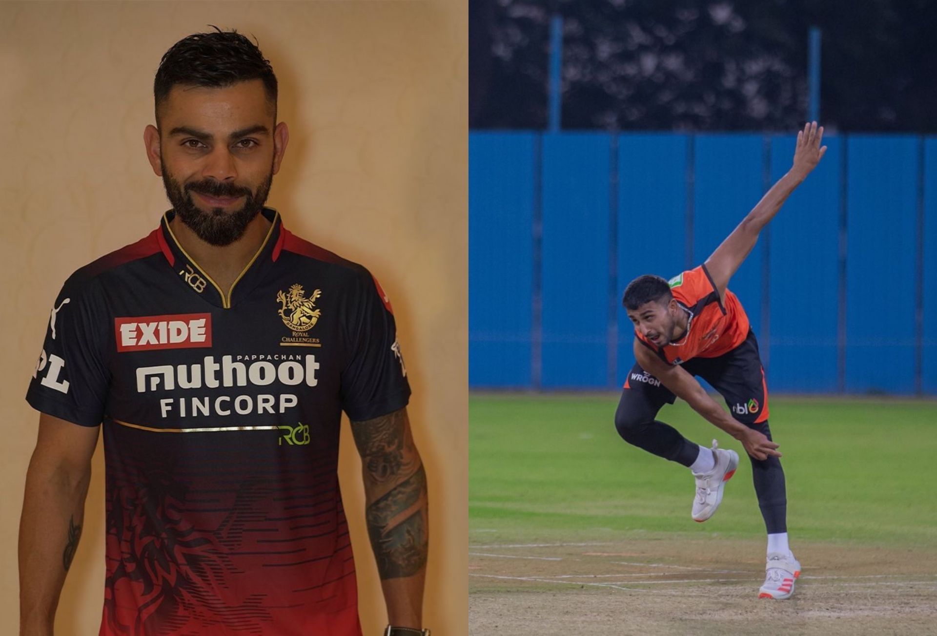 Virat Kohli (l) and Umran Malik (r)