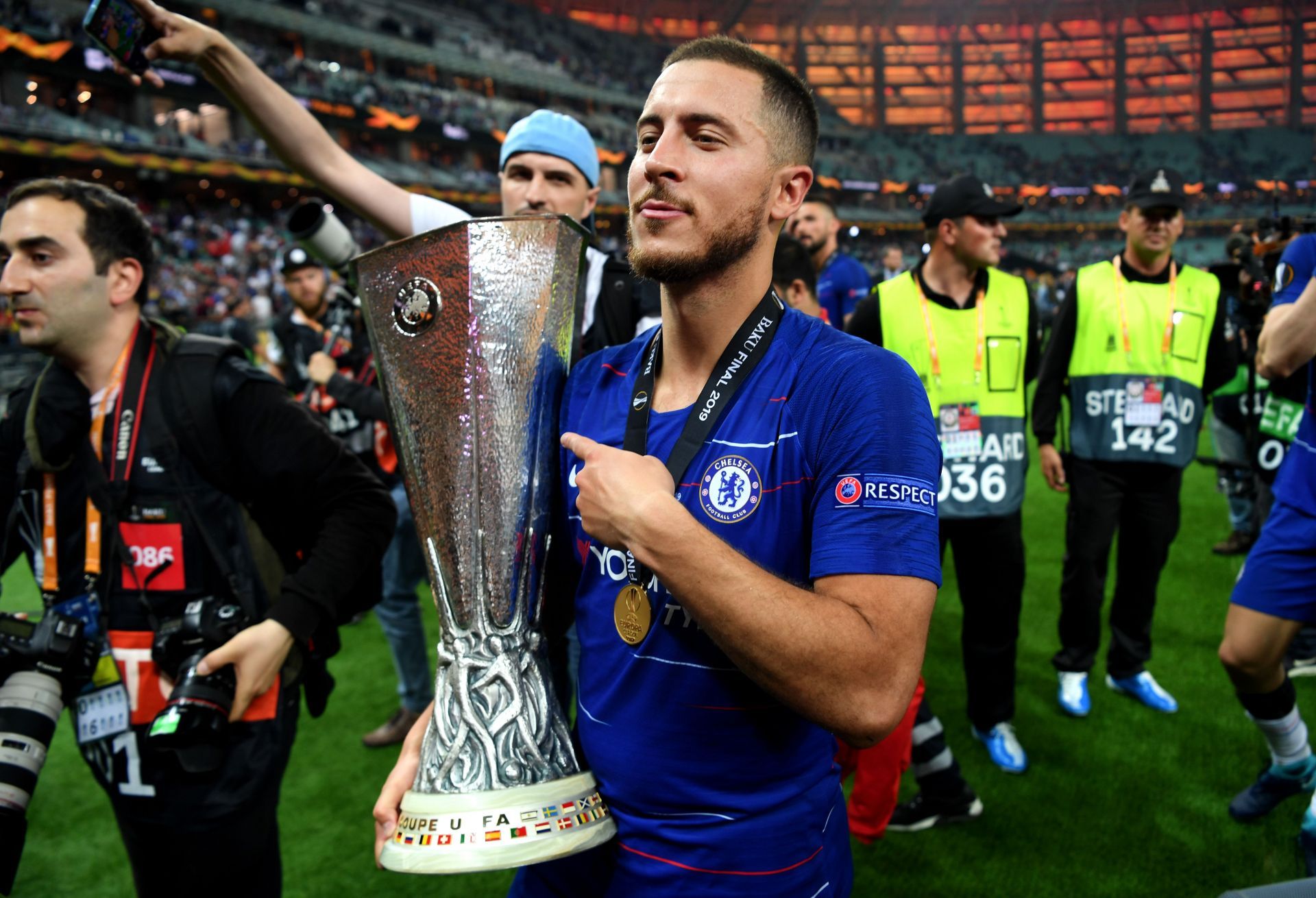 Hazard won the Europa League in his last game for Chelsea