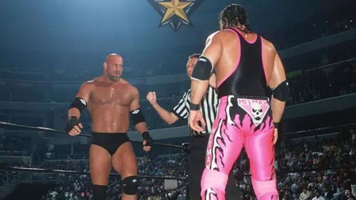 Bill Goldberg (left); Bret Hart (right)