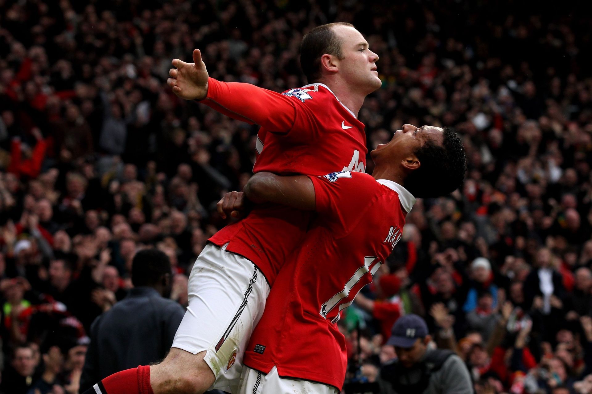 Rooney celebrates his iconic Old Trafford goal