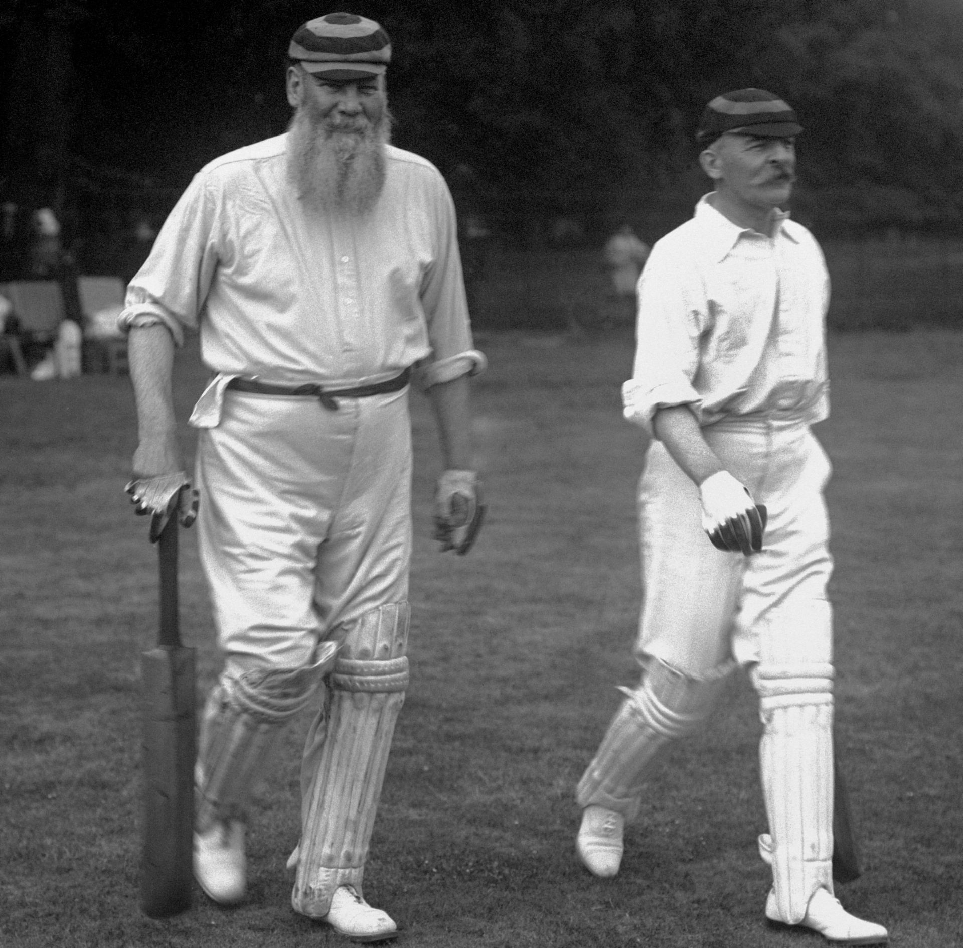 WG Grace (left) walking out to bat