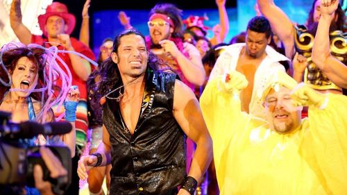 Former WWE SuperstarAdam Rose with his Rosebuds