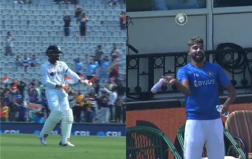 Mohammed Shami joined Ravindra Jadeja in doing his famous sword celebration.