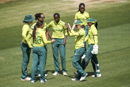 The South African women's cricket team in action