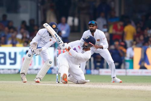 Rishabh Pant batting on Day 2 in Bengaluru. Pic: BCCI