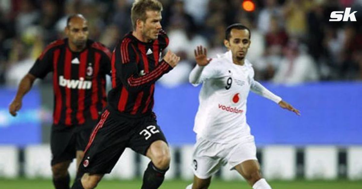 Jafal Rashed Al-Kuwari in his farewell match against AC Milan