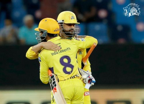 MS Dhoni and Ravindra Jadeja. Pic: CSK