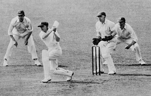 Don Bradman driving during the Lord's Test of 1930