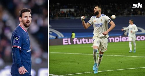 Lionel Messi of PSG (left) and Real Madrid's Karim Benzema.