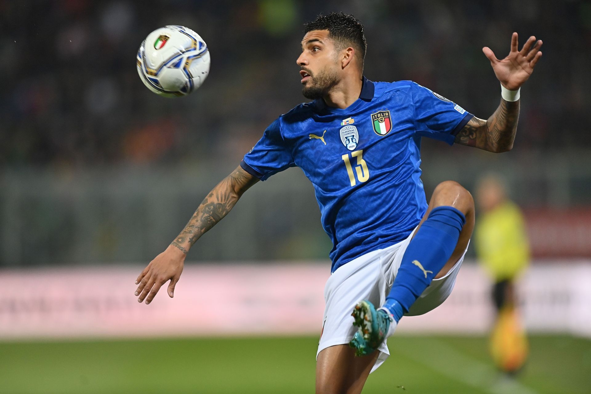 Emerson Palmieri of Italy in action during the loss to North Macedonia