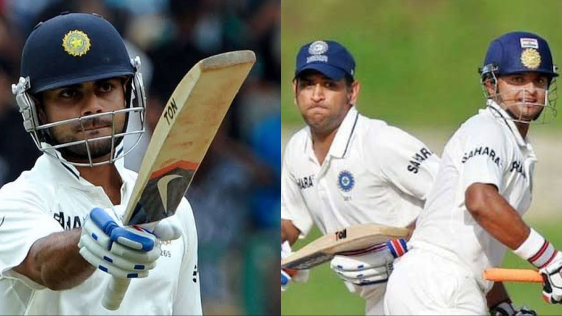Virat Kohli (L) made his Test debut in 2011; MS Dhoni and Suresh Raina were also a part of the playing XI then
