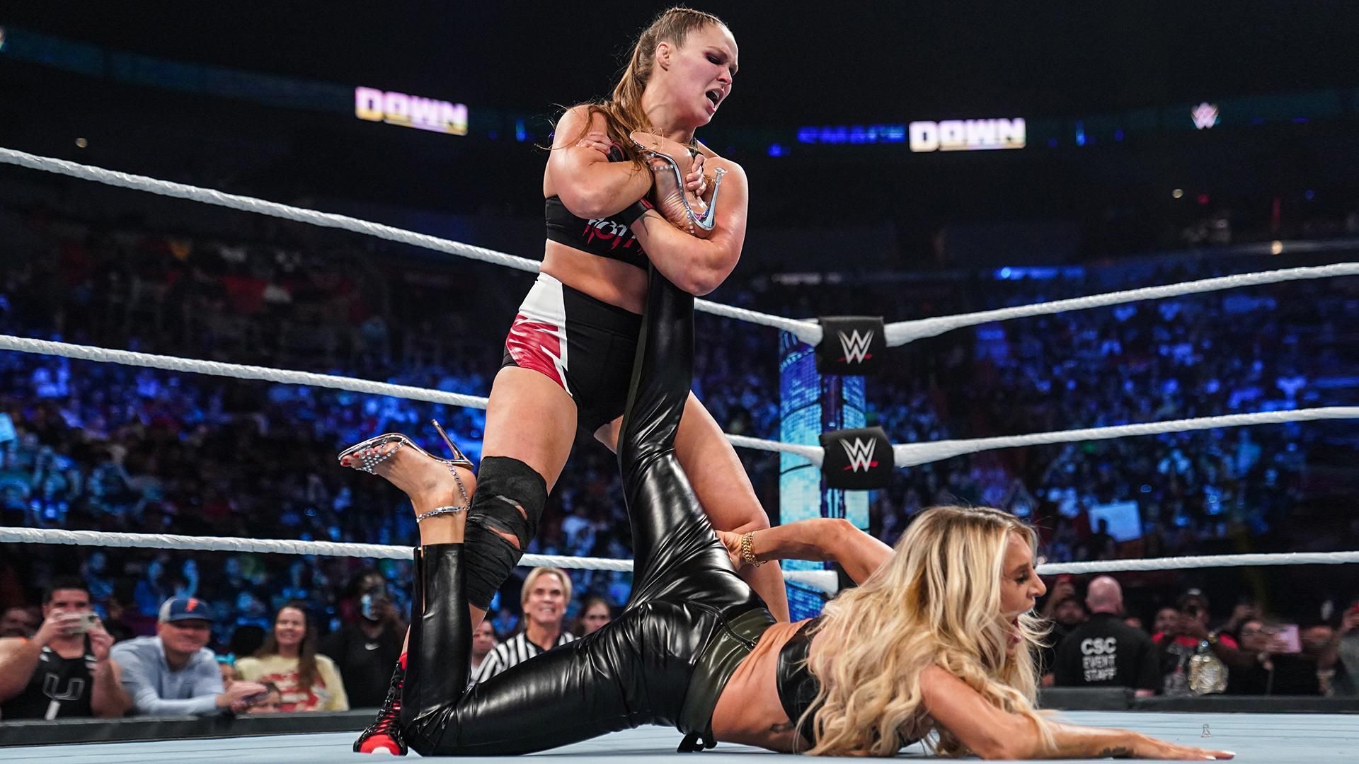 Charlotte Flair tapped out to Ronda Rousey.